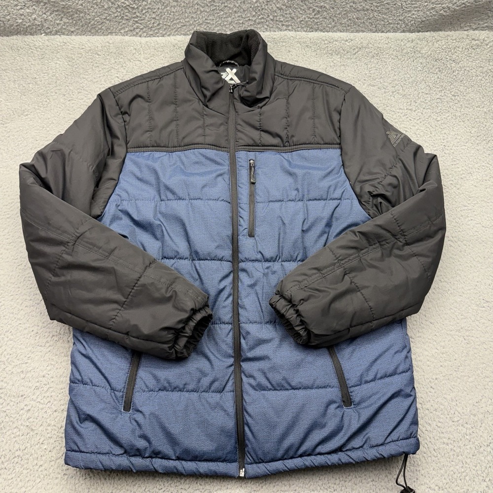 ZeroXposur N82650 Mens Large Navy Blue Quilted Puffer Jacket Mid Weight Full Zip